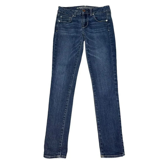 American Eagle Outfitters Women’s Size 0 Skinny Stretch Dark Wash Jeans - Picture 1 of 6